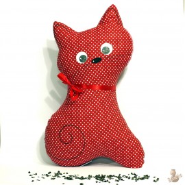 Pohánkový vankúš mačka červený puntík