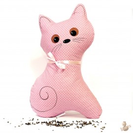 Pohánkový vankúš mačka ružový puntík