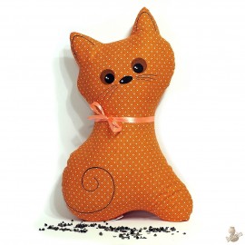 Pohánkový vankúš mačka oranžový puntík