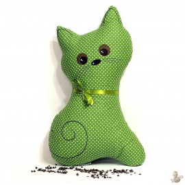 Pohankový polštář kočka zelený puntík