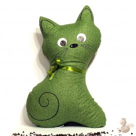 Pohankový polštář kočka zelený květ