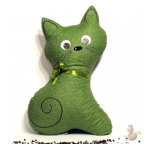 Pohánkový vankúš mačka zelený kvet