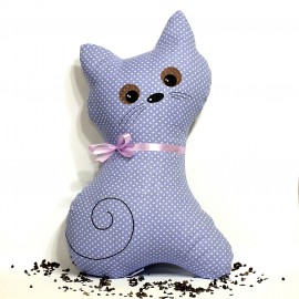 Pohánkový vankúš mačka fialový puntík