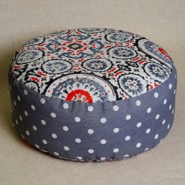 Pohankový meditační sedák 38 x 15 cm mandaly šedé