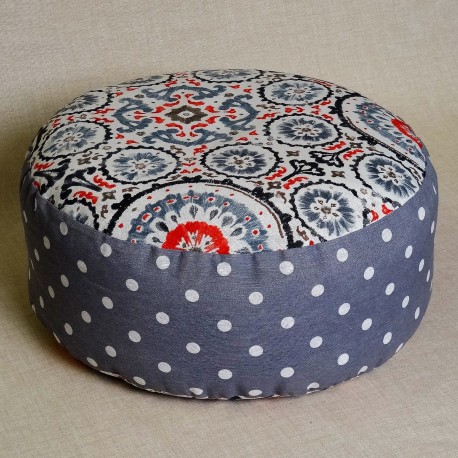 Pohankový meditační sedák 38 x 15 cm mandaly šedé