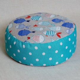 Pohánkový meditačný sedák 38 x 15 cm rybičky / tyrkysový puntík