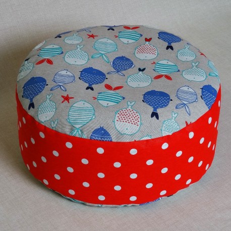Pohánkový meditačný sedák 38 x 10 cm rybičky / červený puntík